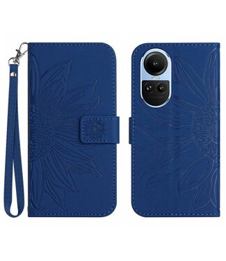 SoFetch Saffierblauw Zonnebloem Bookcase Hoesje met Polsbandje Oppo Reno10