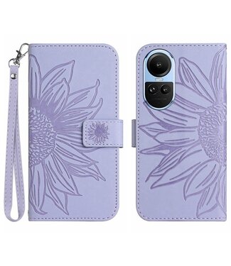 SoFetch Lichtpaars Zonnebloem Bookcase Hoesje met Polsbandje Oppo Reno10