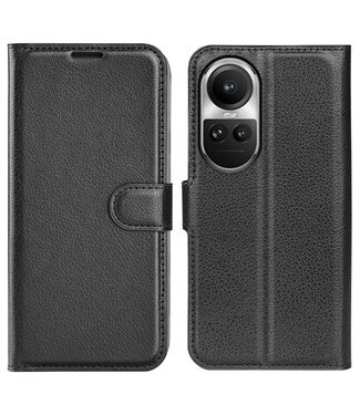 SoFetch Zwart Litchee Bookcase Hoesje Oppo Reno10