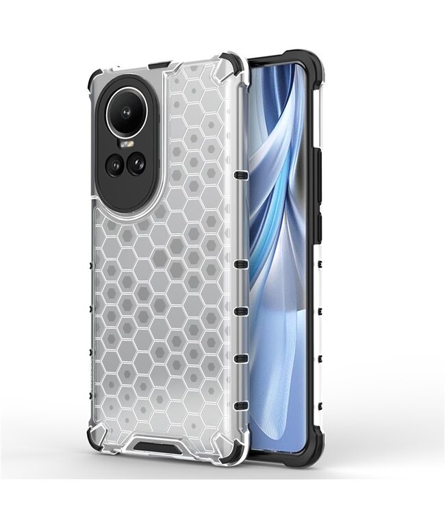 SoFetch Grijs Valbestendig Honingraat Hybride Hoesje voor de Oppo Reno10