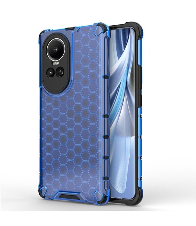 SoFetch Blauw Valbestendig Honingraat Hybride Hoesje voor de Oppo Reno10