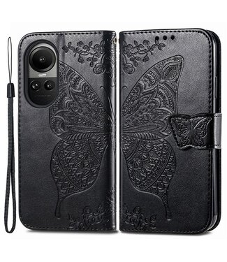 SoFetch Zwart Vlinder Bookcase Hoesje met Polsbandje Oppo Reno10