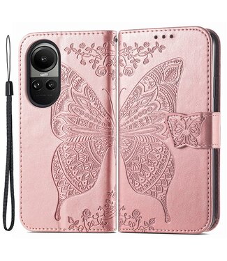 SoFetch Rosegoud Vlinder Bookcase Hoesje met Polsbandje Oppo Reno10