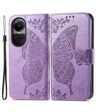 SoFetch Lichtpaars Vlinder Bookcase Hoesje met Polsbandje Oppo Reno10