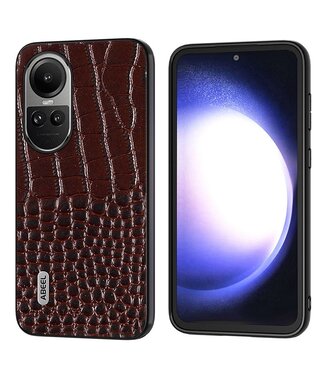 Abeel Koffiebruin Krokodillen Hybride Hoesje Oppo Reno10