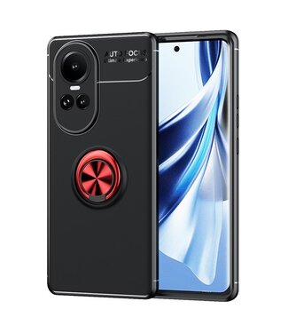 SoFetch Zwart / Rood Ring Houder TPU Hoesje Oppo Reno10