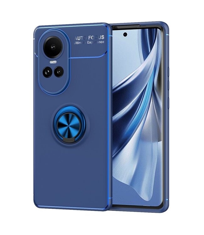 SoFetch Blauw Ring Houder TPU Hoesje voor de Oppo Reno10