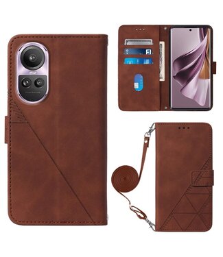 SoFetch Bruin Lijnen Bookcase Hoesje met Koord Oppo Reno10