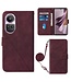 SoFetch Bordeaux Rood Lijnen Bookcase Hoesje met Koord voor de Oppo Reno10