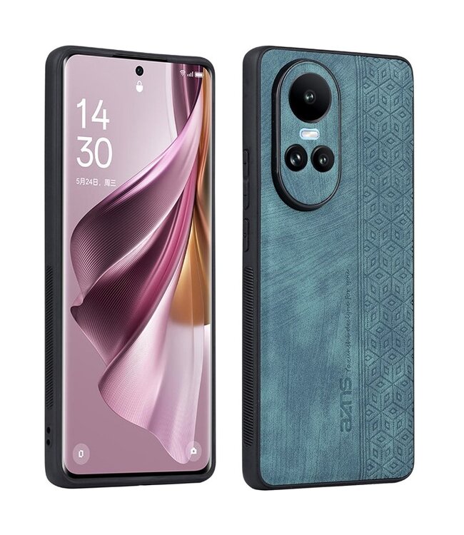 Azns Groen Slim Geometrisch Hybride Hoesje voor de Oppo Reno10