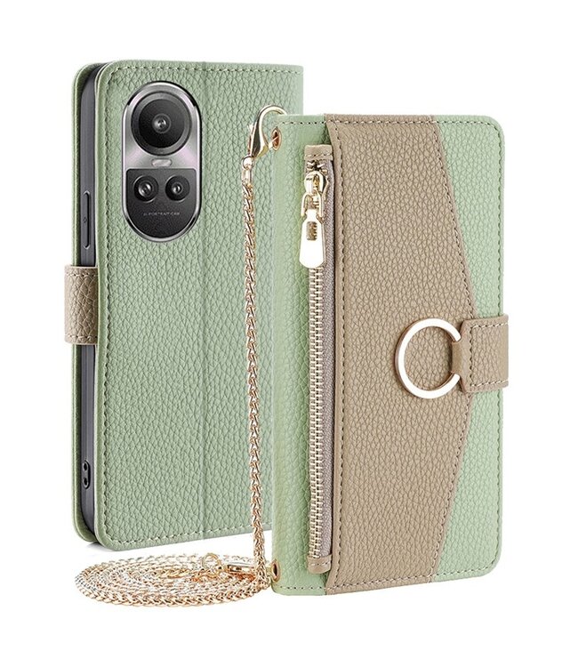 SoFetch Groen Portemonnee Bookcase Hoesje met Koord voor de Oppo Reno10