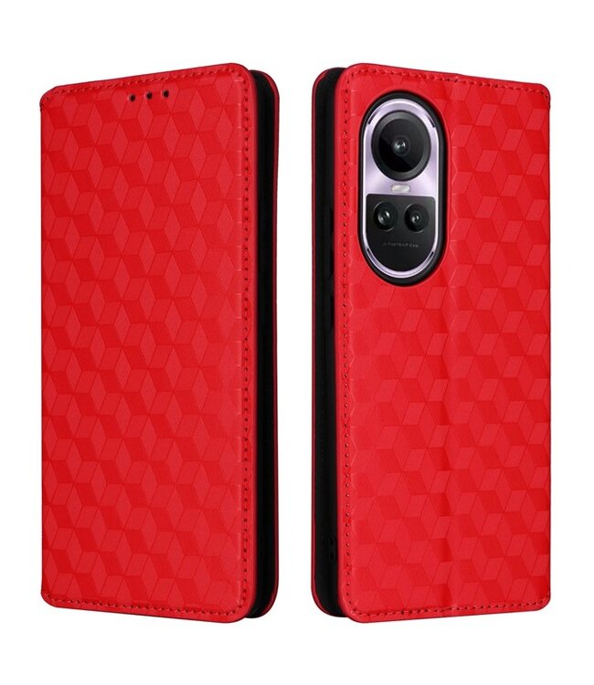 SoFetch Rood Geometric Bookcase Hoesje voor de Oppo Reno10 Pro