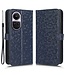 SoFetch Donkerblauw Stippen Bookcase Hoesje met Polsbandje voor de Oppo Reno10 Pro