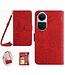 SoFetch Rood Bloemens Bookcase Hoesje met Koord voor de Oppo Reno10 Pro