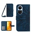 SoFetch Dark Blauw Zonnebloem Bookcase Hoesje met Koord voor de Oppo Reno10 Pro