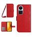 SoFetch Rood Zonnebloem Bookcase Hoesje met Koord voor de Oppo Reno10 Pro