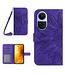 SoFetch Dark Paars Zonnebloem Bookcase Hoesje met Koord voor de Oppo Reno10 Pro