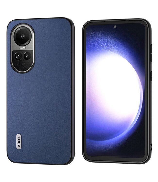 Abeel Blauw Nappa Textuur Hybride Hoesje voor de Oppo Reno10 Pro
