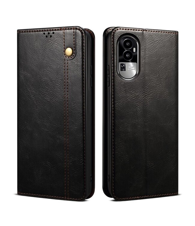 SoFetch Zwart Glad Bookcase Hoesje voor de Oppo Reno10 Pro