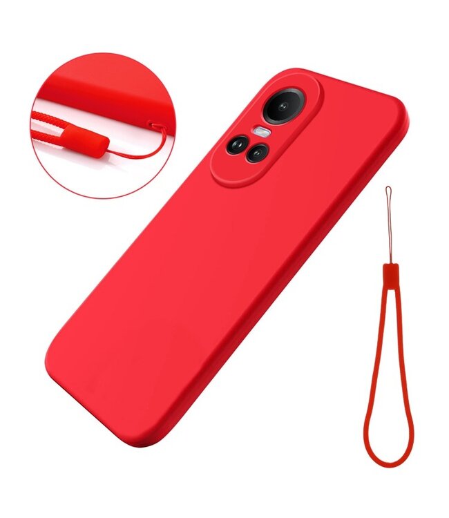SoFetch Rood Krasbestendig Siliconen Hoesje met Polsbandje voor de Oppo Reno10 Pro