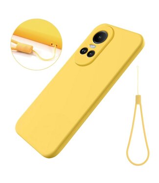 SoFetch Geel Krasbestendig Siliconen Hoesje met Polsbandje Oppo Reno10 Pro