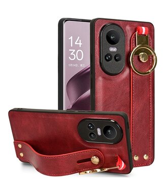 SoFetch Rood Houder Hybride Hoesje met Handriem Oppo Reno10 Pro