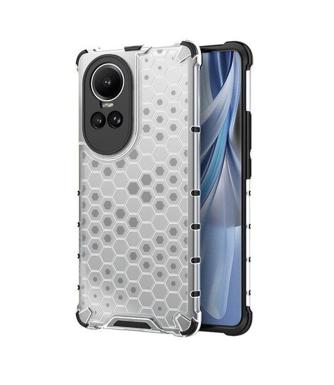 SoFetch Grijs Valbestendig Honingraat Hybride Hoesje voor de Oppo Reno10 Pro
