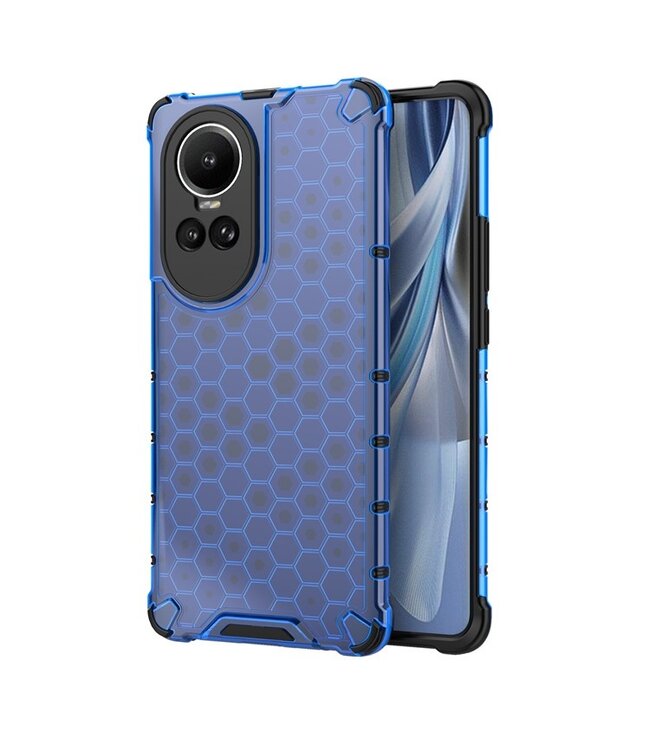 SoFetch Blauw Valbestendig Honingraat Hybride Hoesje voor de Oppo Reno10 Pro