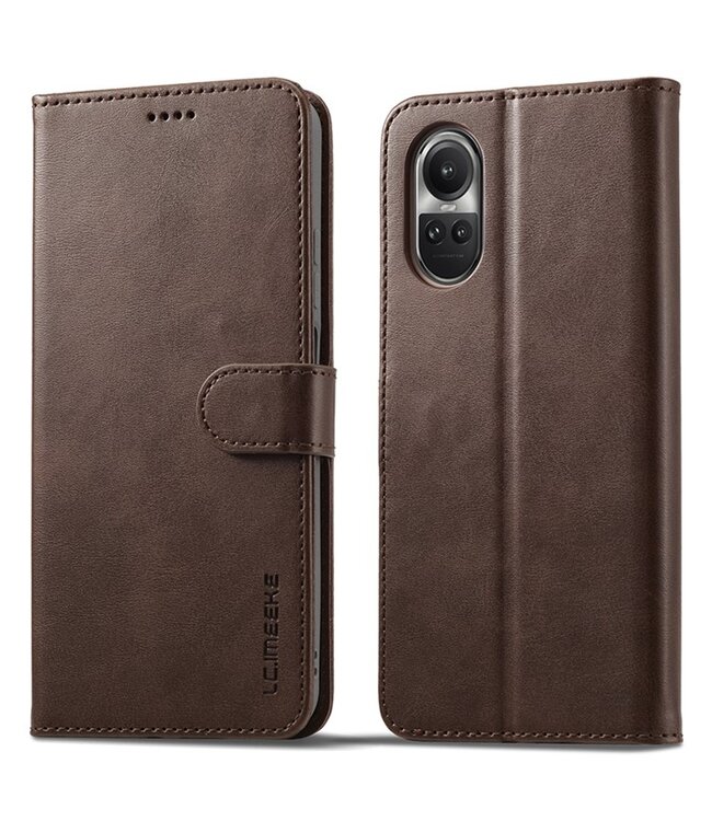 Lc. Imeeke Bruin Stijlvol Bookcase Hoesje voor de Oppo Reno10 Pro