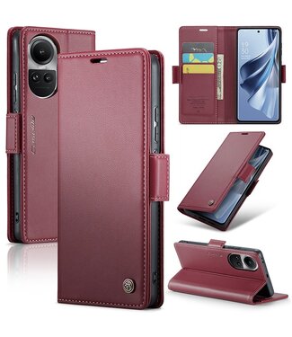 CaseMe Rood RFID Modern Bookcase Hoesje Oppo Reno10 Pro