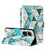 SoFetch Groen Driehoekdesigns Bookcase Hoesje met Polsbandje voor de Oppo Reno10 Pro