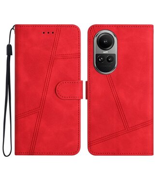 SoFetch Rood Lijnen Bookcase Hoesje met Polsbandje Oppo Reno10 Pro