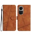 SoFetch Bruin Lijnen Bookcase Hoesje met Polsbandje voor de Oppo Reno10 Pro