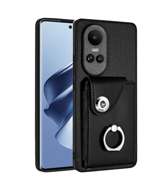 SoFetch Zwart Pasjeshouder Ring Houder Hybride Hoesje Oppo Reno10 Pro