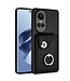 SoFetch Zwart Pasjeshouder Ring Houder Hybride Hoesje voor de Oppo Reno10 Pro
