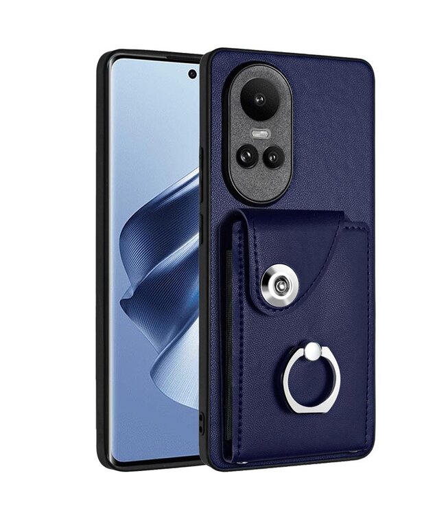 SoFetch Saffierblauw Pasjeshouder Ring Houder Hybride Hoesje voor de Oppo Reno10 Pro