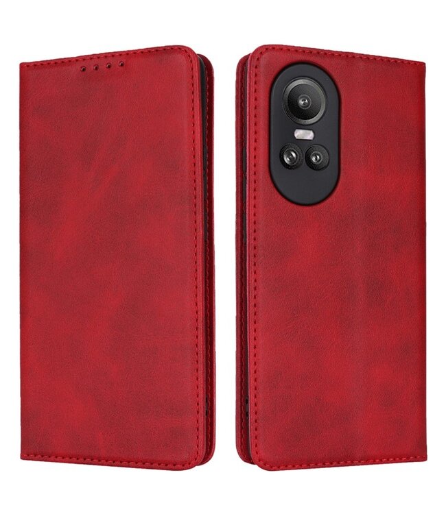 SoFetch Rood Magnetisch Elegant Bookcase Hoesje voor de Oppo Reno10 Pro