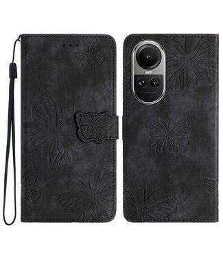 SoFetch Zwart Vlinders Bookcase Hoesje met Polsbandje Oppo Reno10 Pro