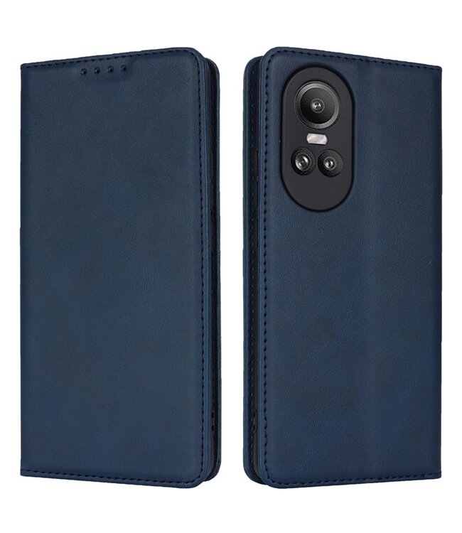 SoFetch Dark Blauw Magnetisch Elegant Bookcase Hoesje voor de Oppo Reno10 Pro