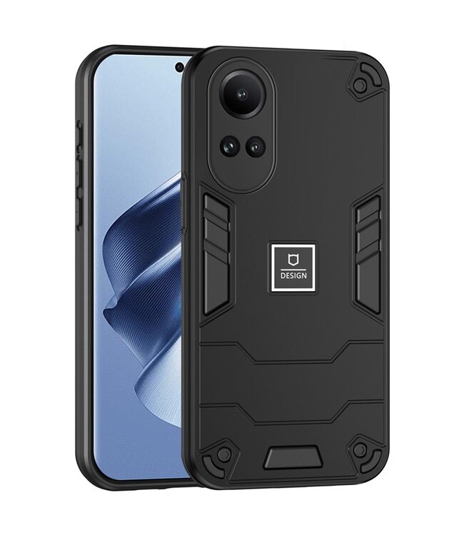 SoFetch Zwart Krasbestendig Leger Hybride Hoesje voor de Oppo Reno10 Pro