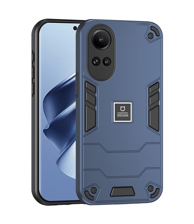 SoFetch Navy Blauw Krasbestendig Leger Hybride Hoesje voor de Oppo Reno10 Pro