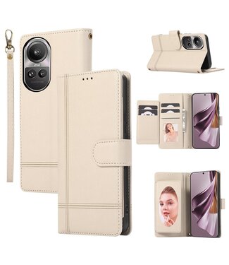 SoFetch Beige Pasjeshouder Spiegel Bookcase Hoesje Oppo Reno10 Pro