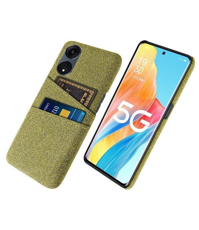 SoFetch Geel Pasjeshouder Stoffen Hardcase Hoesje voor de Oppo Reno8 T