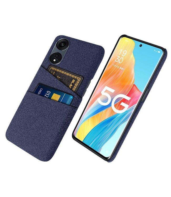 SoFetch Blauw Pasjeshouder Stoffen Hardcase Hoesje voor de Oppo Reno8 T