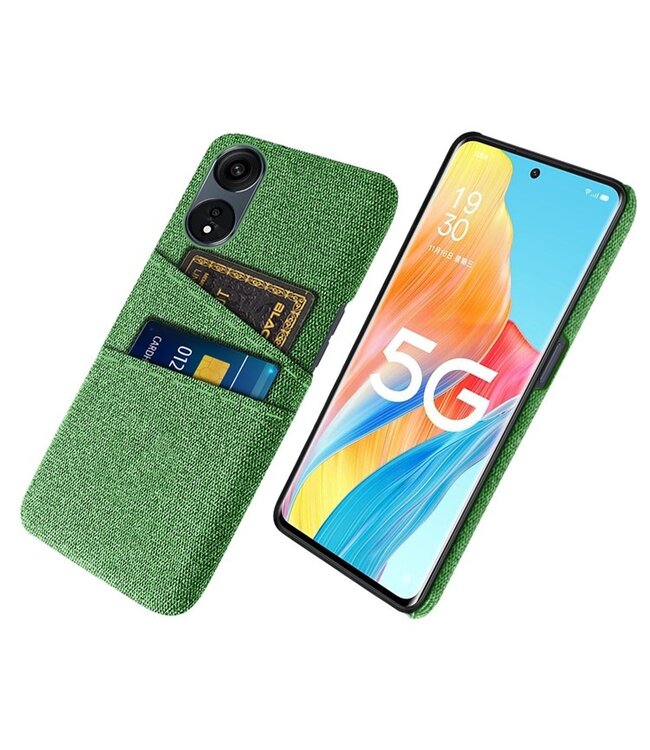 SoFetch Groen Pasjeshouder Stoffen Hardcase Hoesje voor de Oppo Reno8 T