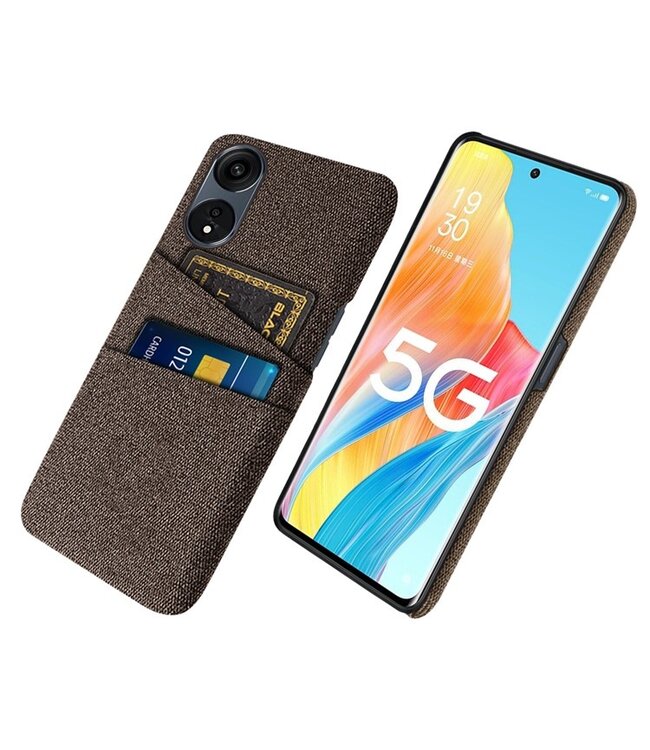 SoFetch Bruin Pasjeshouder Stoffen Hardcase Hoesje voor de Oppo Reno8 T
