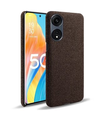 SoFetch Bruin Effen Stoffen Hardcase Hoesje Oppo Reno8 T