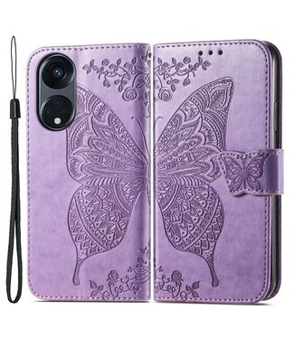 SoFetch Lichtpaars Vlinder Bookcase Hoesje met Polsbandje Oppo Reno8 T
