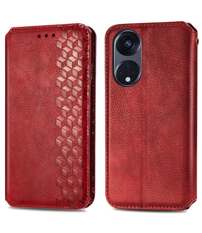 SoFetch Rood Ruiten Bookcase Hoesje voor de Oppo Reno8 T