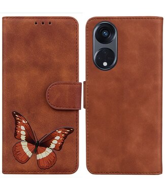 SoFetch Bruin Vlinder Bookcase Hoesje Oppo Reno8 T